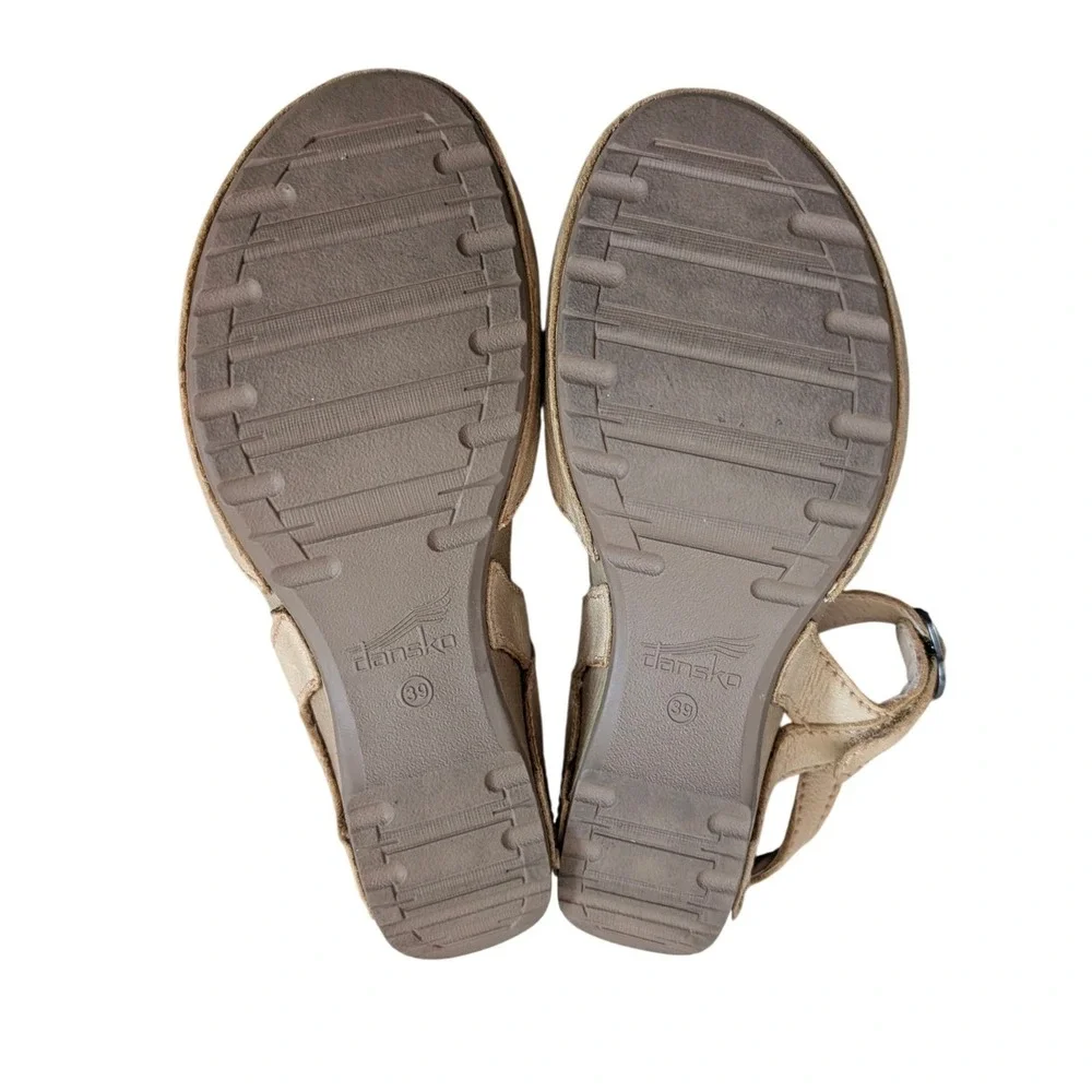 Dansko Tiffani Tan Milled Burnished Mary Jane Sandals Size 39 Ankle Strap